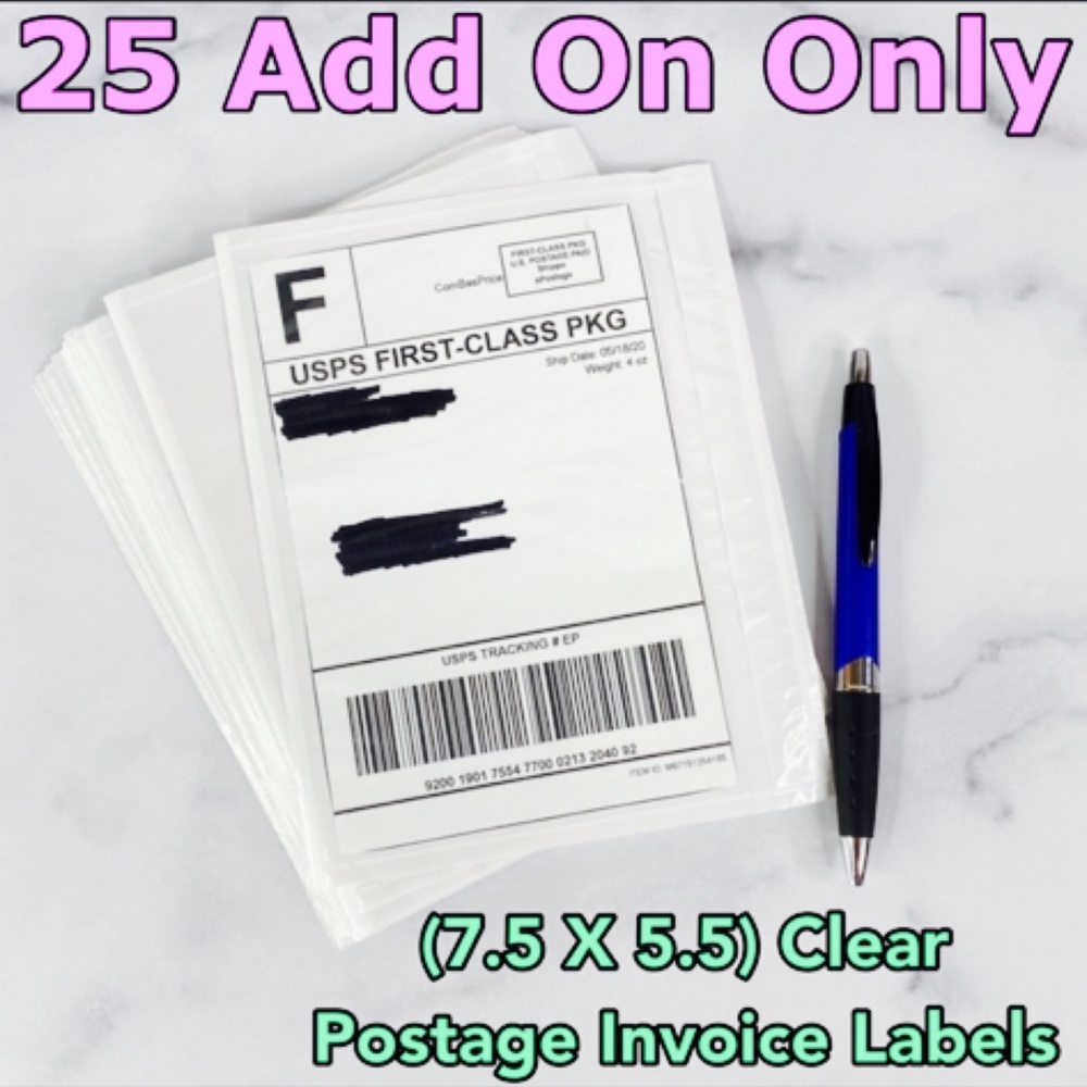 25 (7.5 X 5.5) Clear Postage Invoice Label Pockets PRICE IS FIRM - Picture 6 of 9